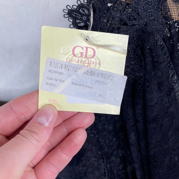 NWT Golden Days Pairs Kate Allover Lace Black Midi Dress-M/L Goth/Punk/Whimsical - Picture 5 of 5
